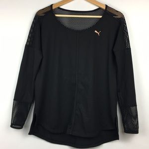 PUMA black long sleeve mesh top